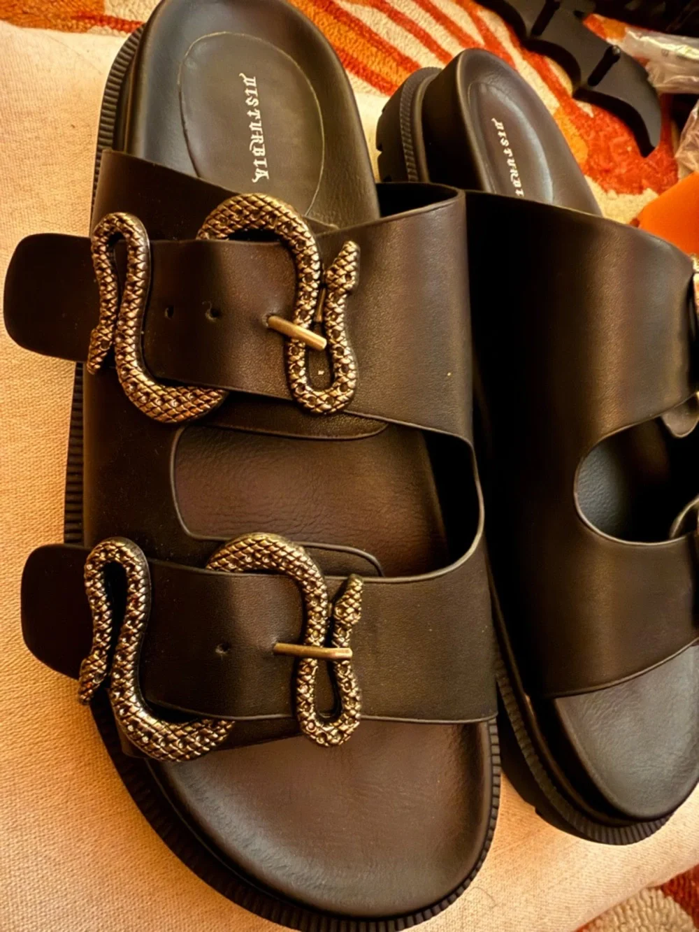 Mamba Snake Buckle Sandals - see size information, they run big. - Picture 3 of 10